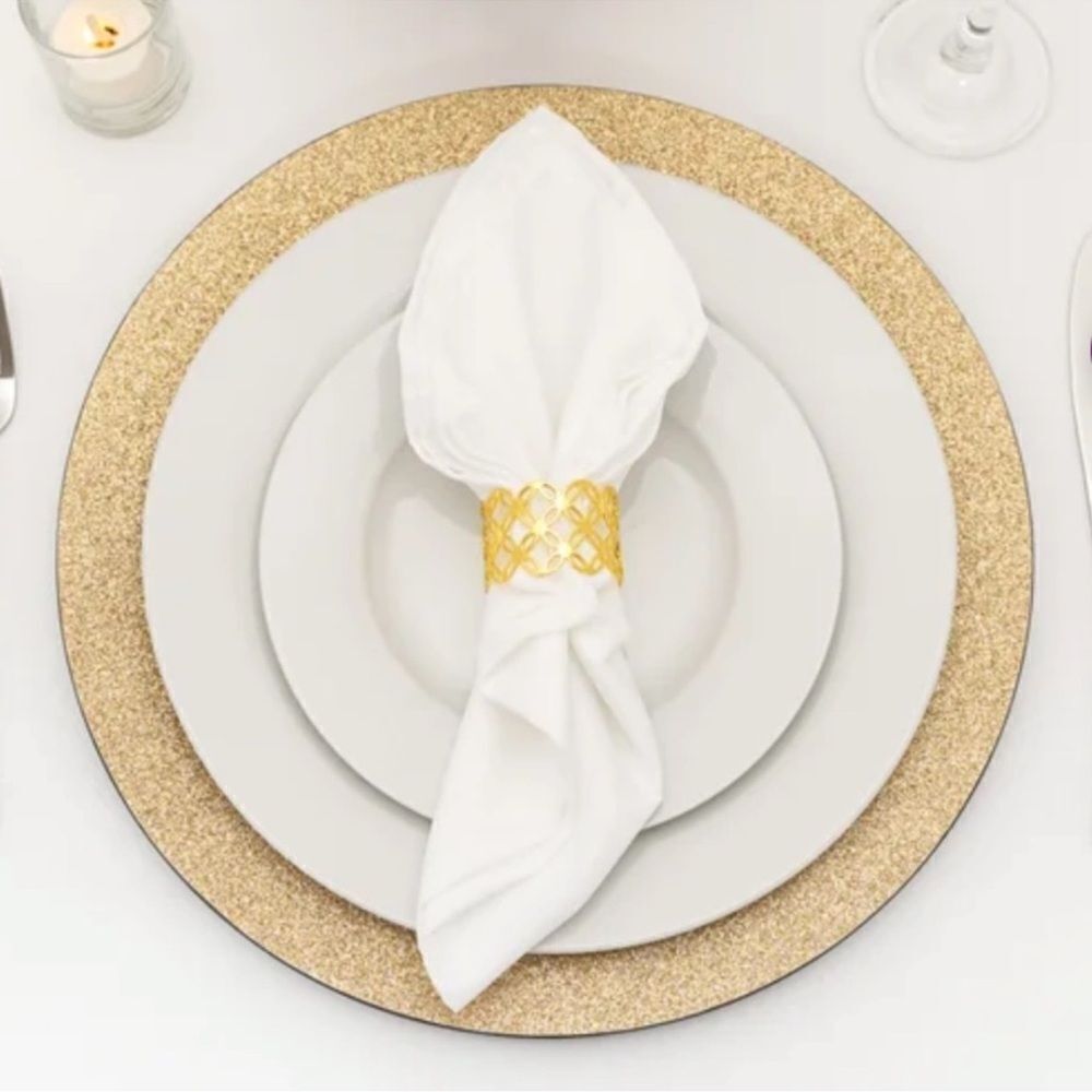 American Atelier Set of 4 Gold Dazzle Electroplated Charger 13” Plates